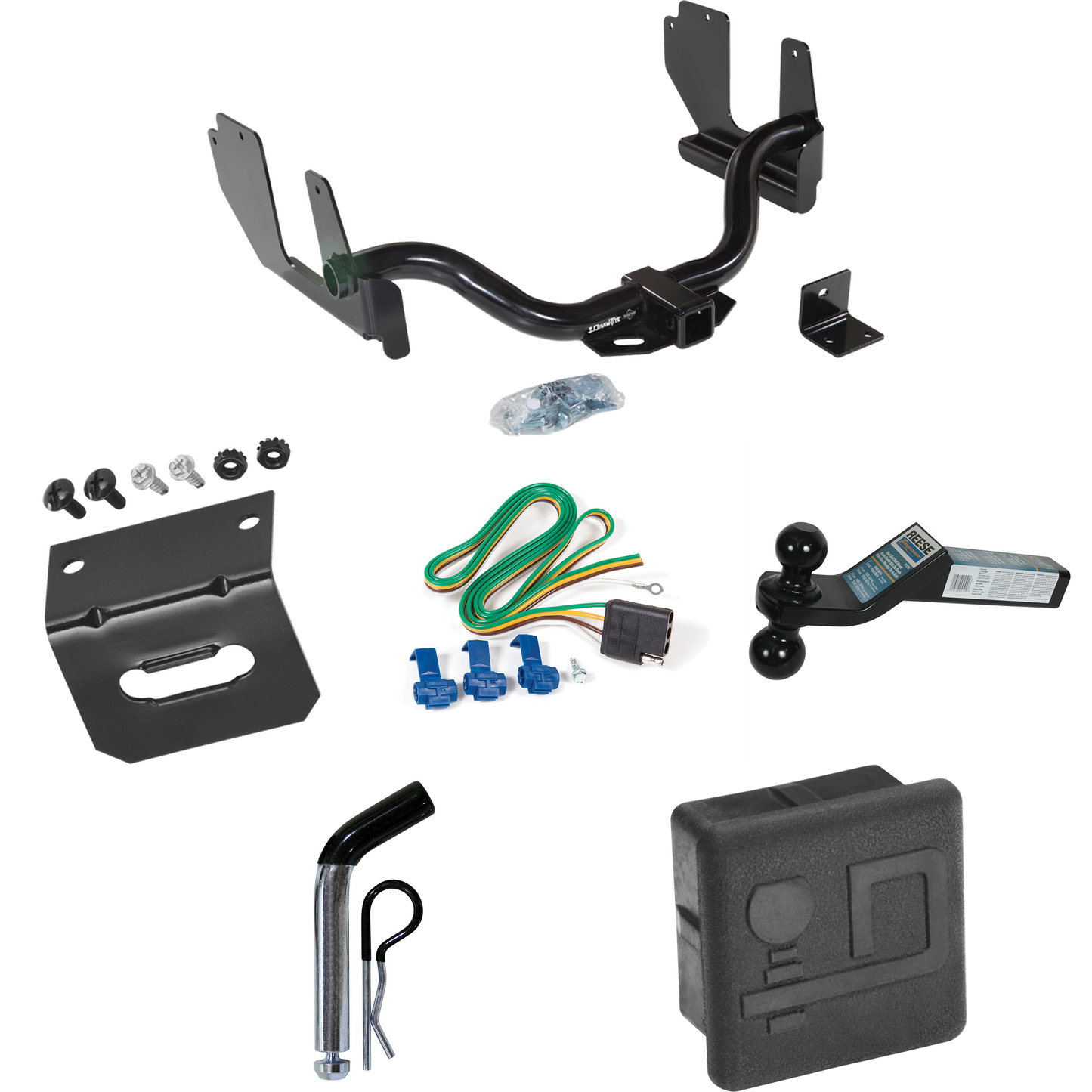 Fits 2006-2006 Lincoln Mark LT Trailer Hitch Tow PKG w/ 4-Flat Wiring + Dual Ball Ball Mount 2" & 2-5/16" Trailer Balls + Pin/Clip + Wiring Bracket + Hitch Cover (For (Built Before 8/2005) Models) By Draw-Tite