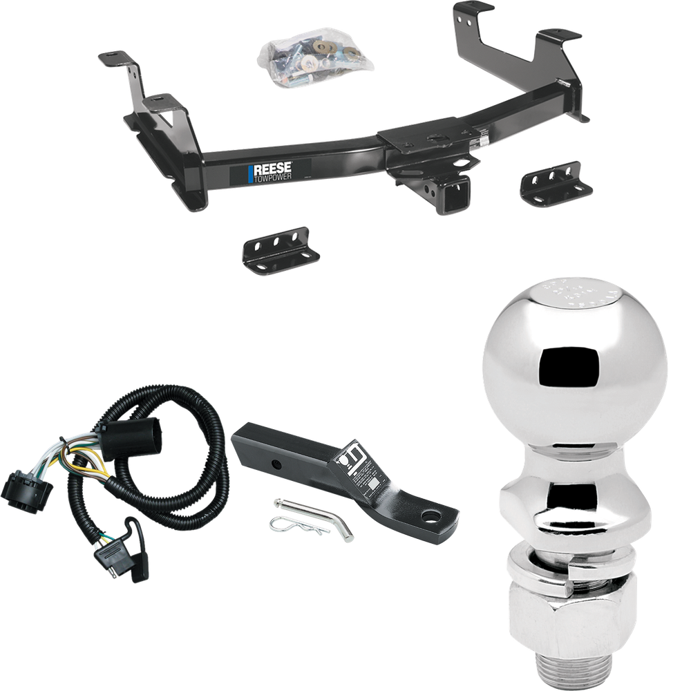 Fits 2011-2014 Chevrolet Silverado 2500 HD Trailer Hitch Tow PKG w/ 4-Flat Wiring + Ball Mount w/ 2" Drop + 2-5/16" Ball By Reese Towpower