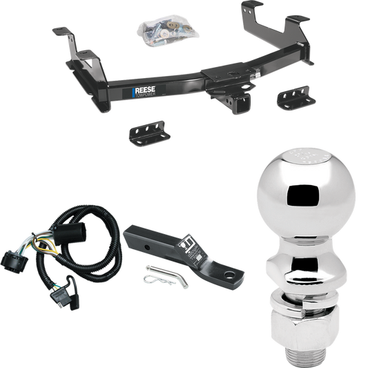 Fits 2011-2014 Chevrolet Silverado 2500 HD Trailer Hitch Tow PKG w/ 4-Flat Wiring + Ball Mount w/ 2" Drop + 2-5/16" Ball By Reese Towpower