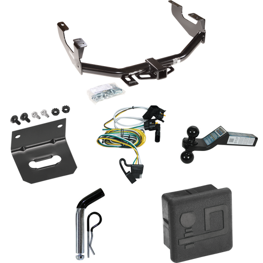 Fits 2004-2004 Ford F-150 Heritage Trailer Hitch Tow PKG w/ 4-Flat Wiring + Dual Ball Ball Mount 2" & 2-5/16" Trailer Balls + Pin/Clip + Wiring Bracket + Hitch Cover (For Flareside Models) By Draw-Tite