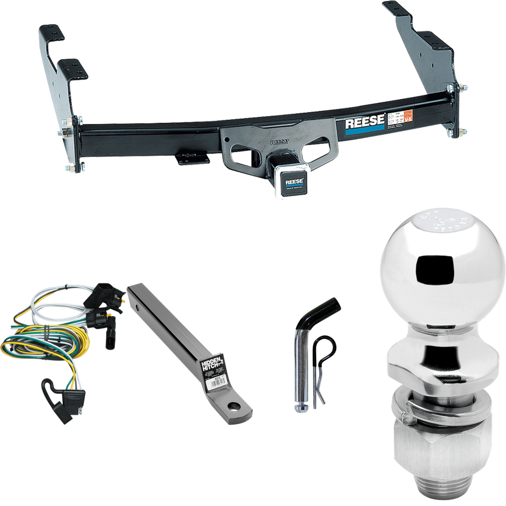 Fits 2004-2004 Ford F-150 Heritage Trailer Hitch Tow PKG w/ 4-Flat Wiring + Extended 16" Long Ball Mount w/ 2" Drop + Pin/Clip + 2" Ball (For Flareside Models) By Reese Towpower