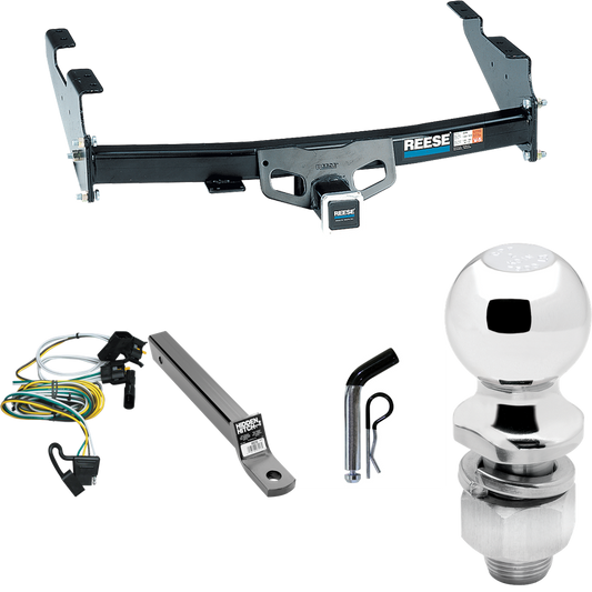 Fits 2004-2004 Ford F-150 Heritage Trailer Hitch Tow PKG w/ 4-Flat Wiring + Extended 16" Long Ball Mount w/ 2" Drop + Pin/Clip + 2" Ball (For Flareside Models) By Reese Towpower