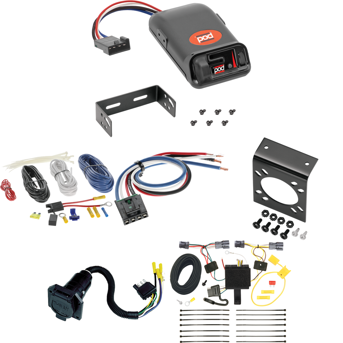 Fits 2011-2013 KIA Sorento 7-Way RV Wiring + Pro Series POD Brake Control + Generic BC Wiring Adapter (For w/I4 Engine Models) By Tekonsha