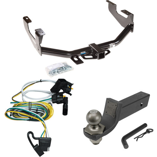 Fits 1997-2003 Ford F-150 Trailer Hitch Tow PKG w/ 4-Flat Wiring + Interlock Tactical Starter Kit w/ 2" Drop & 2" Ball (For Flareside Models) By Reese Towpower