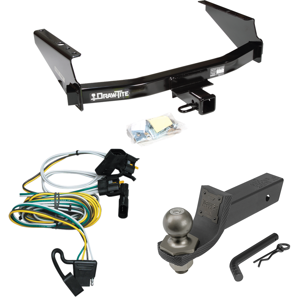 Fits 2004-2004 Ford F-150 Heritage Trailer Hitch Tow PKG w/ 4-Flat Wiring + Interlock Tactical Starter Kit w/ 2" Drop & 2" Ball (For Flareside Models) By Draw-Tite