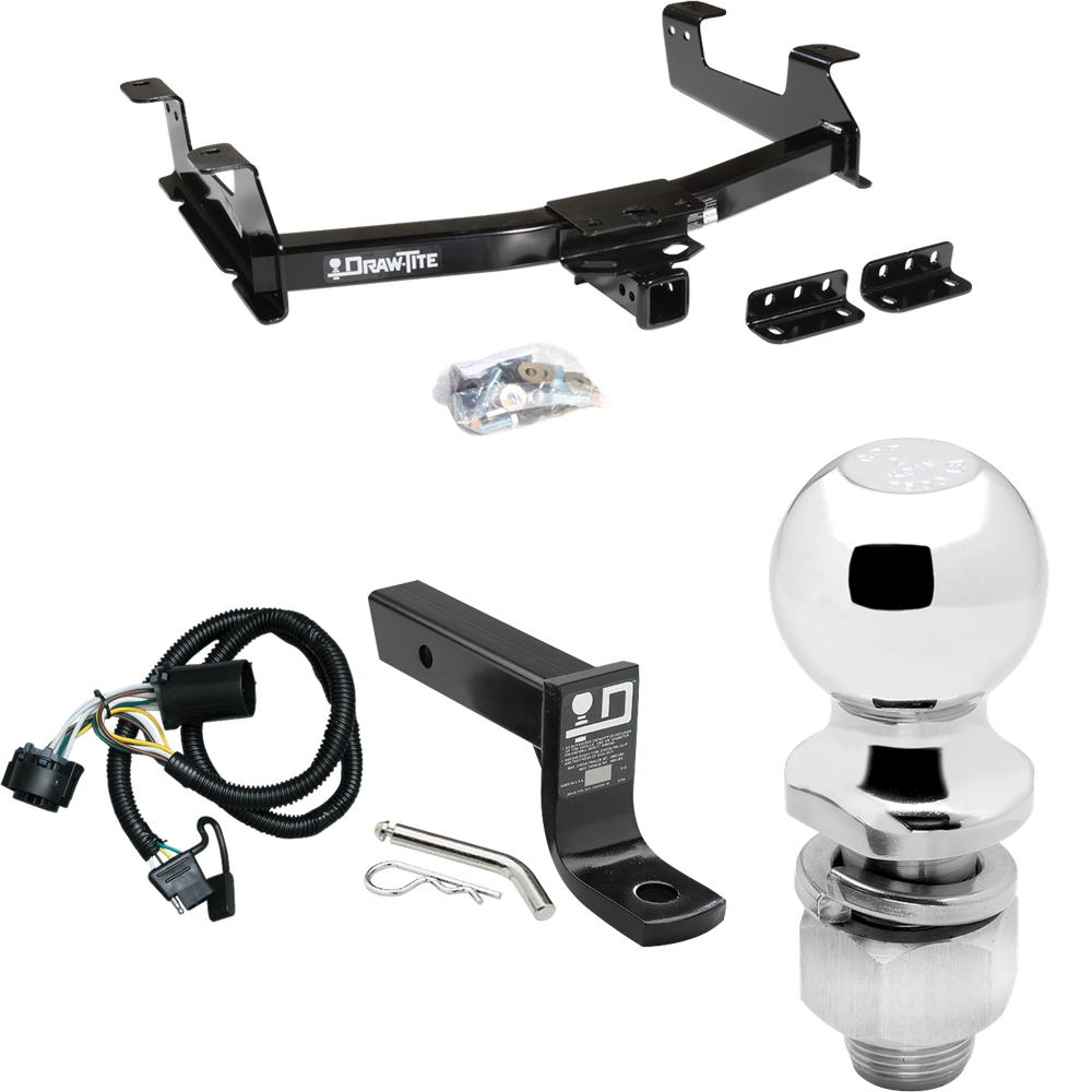 Fits 2011-2014 Chevrolet Silverado 3500 HD Trailer Hitch Tow PKG w/ 4-Flat Wiring + Ball Mount w/ 4" Drop + 2" Ball By Draw-Tite