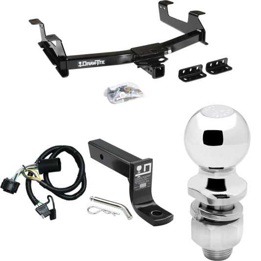 Fits 2011-2014 Chevrolet Silverado 3500 HD Trailer Hitch Tow PKG w/ 4-Flat Wiring + Ball Mount w/ 4" Drop + 2" Ball By Draw-Tite