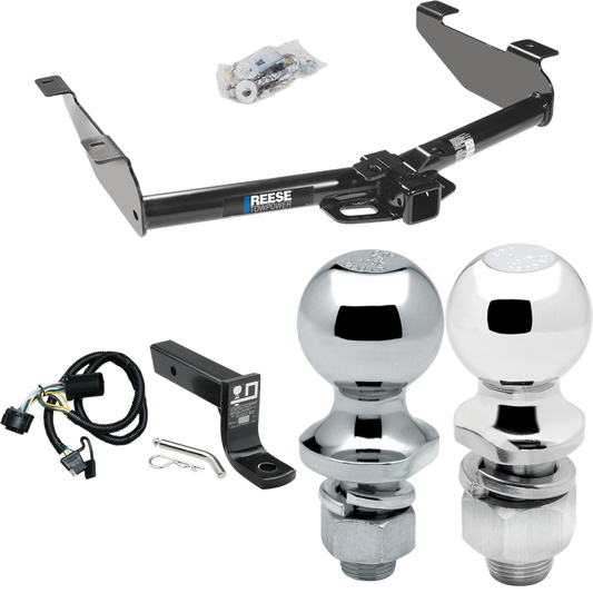 Fits 2007-2010 GMC Sierra 3500 HD Trailer Hitch Tow PKG w/ 4-Flat Wiring + Ball Mount w/ 4" Drop + 2" Ball + 1-7/8" Ball By Reese Towpower