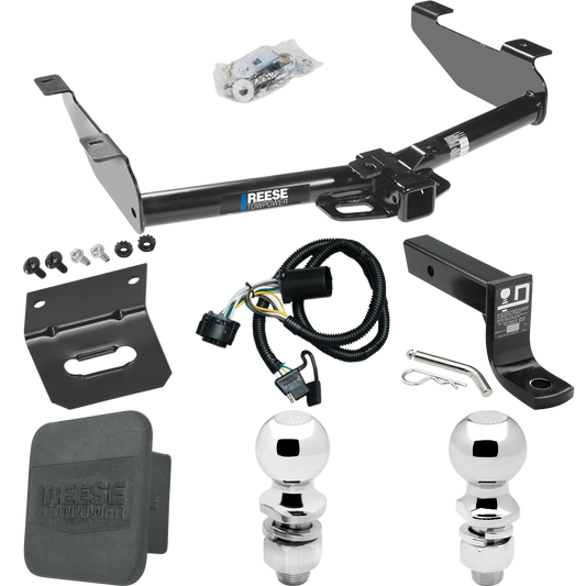 Fits 2007-2010 Chevrolet Silverado 3500 HD Trailer Hitch Tow PKG w/ 4-Flat Wiring + Ball Mount w/ 4" Drop + 2" Ball + 2-5/16" Ball + Wiring Bracket + Hitch Cover By Reese Towpower