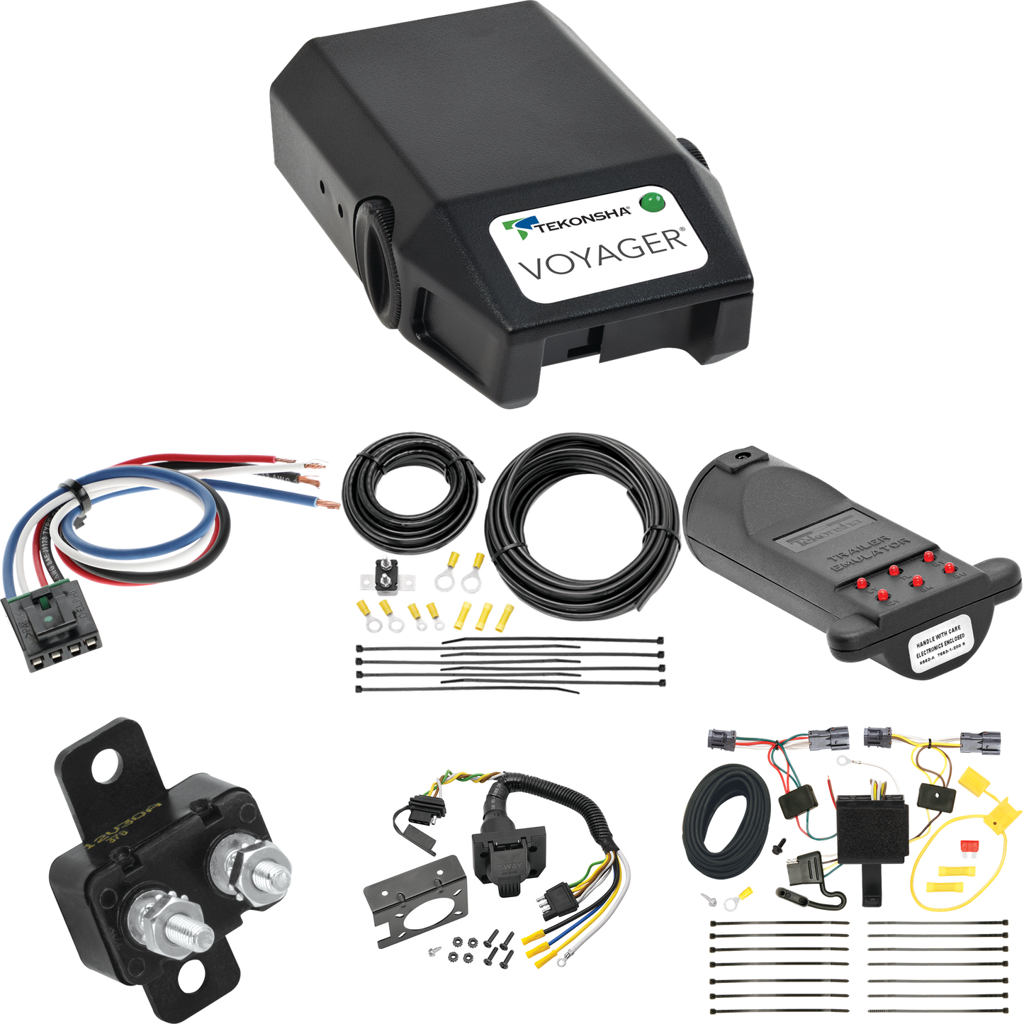 Fits 2011-2013 KIA Sorento 7-Way RV Wiring + Tekonsha Voyager Brake Control + Generic BC Wiring Adapter + 7-Way Tester and Trailer Emulator (For w/I4 Engine Models) By Tekonsha