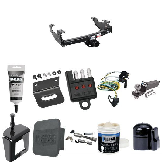 Fits 2004-2004 Ford F-150 Heritage Trailer Hitch Tow PKG w/ 4-Flat Wiring + Starter Kit Ball Mount w/ 2" Drop & 2" Ball + 1-7/8" Ball + Wiring Bracket + Dual Hitch & Coupler Locks + Hitch Cover + Wiring Tester + Ball Lube + Electric Grease + Ball Wre