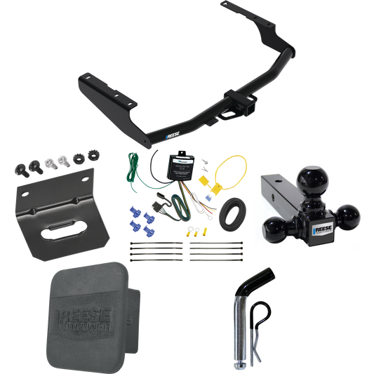 Fits 2018-2021 Lexus RX350L Trailer Hitch Tow PKG w/ 4-Flat Wiring + Triple Ball Ball Mount 1-7/8" & 2" & 2-5/16" Trailer Balls + Pin/Clip + Wiring Bracket + Hitch Cover By Reese Towpower