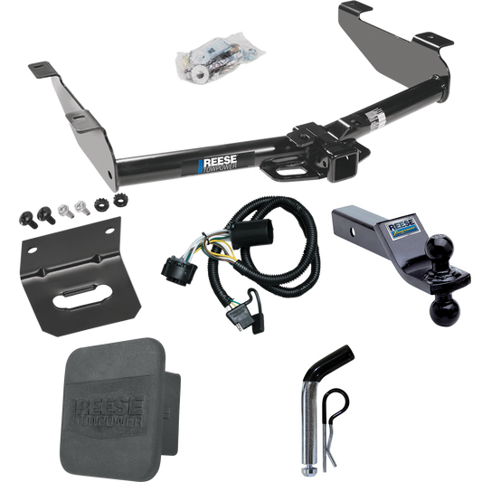 Fits 2007-2010 Chevrolet Silverado 3500 HD Trailer Hitch Tow PKG w/ 4-Flat Wiring + Dual Ball Ball Mount 1-7/8" & 2" Trailer Balls + Pin/Clip + Wiring Bracket + Hitch Cover By Reese Towpower