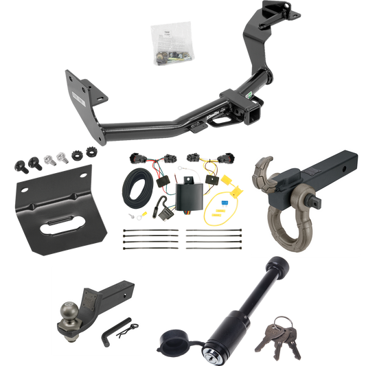 Fits 2016-2020 KIA Sorento Trailer Hitch Tow PKG w/ 4-Flat Wiring + Interlock Tactical Starter Kit w/ 2" Drop & 2" Ball + Tactical Hook & Shackle Mount + Tactical Dogbone Lock + Wiring Bracket (For w/I4 Engine Models) By Draw-Tite