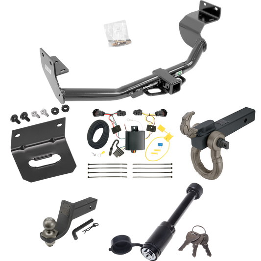 Fits 2014-2015 KIA Sorento Trailer Hitch Tow PKG w/ 4-Flat Wiring + Interlock Tactical Starter Kit w/ 3-1/4" Drop & 2" Ball + Tactical Hook & Shackle Mount + Tactical Dogbone Lock + Wiring Bracket (For w/I4 Engine Models) By Draw-Tite