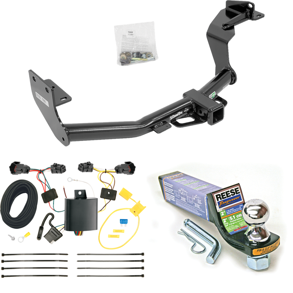 Fits 2016-2020 KIA Sorento Trailer Hitch Tow PKG w/ 4-Flat Wiring + Starter Kit Ball Mount w/ 2" Drop & 1-7/8" Ball (For w/I4 Engine Models) By Draw-Tite