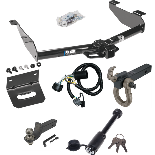 Fits 2007-2010 Chevrolet Silverado 2500 HD Trailer Hitch Tow PKG w/ 4-Flat Wiring + Interlock Tactical Starter Kit w/ 2" Drop & 2" Ball + Tactical Hook & Shackle Mount + Tactical Dogbone Lock + Wiring Bracket By Reese Towpower