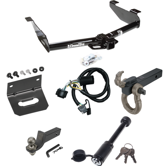 Fits 2007-2010 Chevrolet Silverado 3500 HD Trailer Hitch Tow PKG w/ 4-Flat Wiring + Interlock Tactical Starter Kit w/ 2" Drop & 2" Ball + Tactical Hook & Shackle Mount + Tactical Dogbone Lock + Wiring Bracket By Draw-Tite