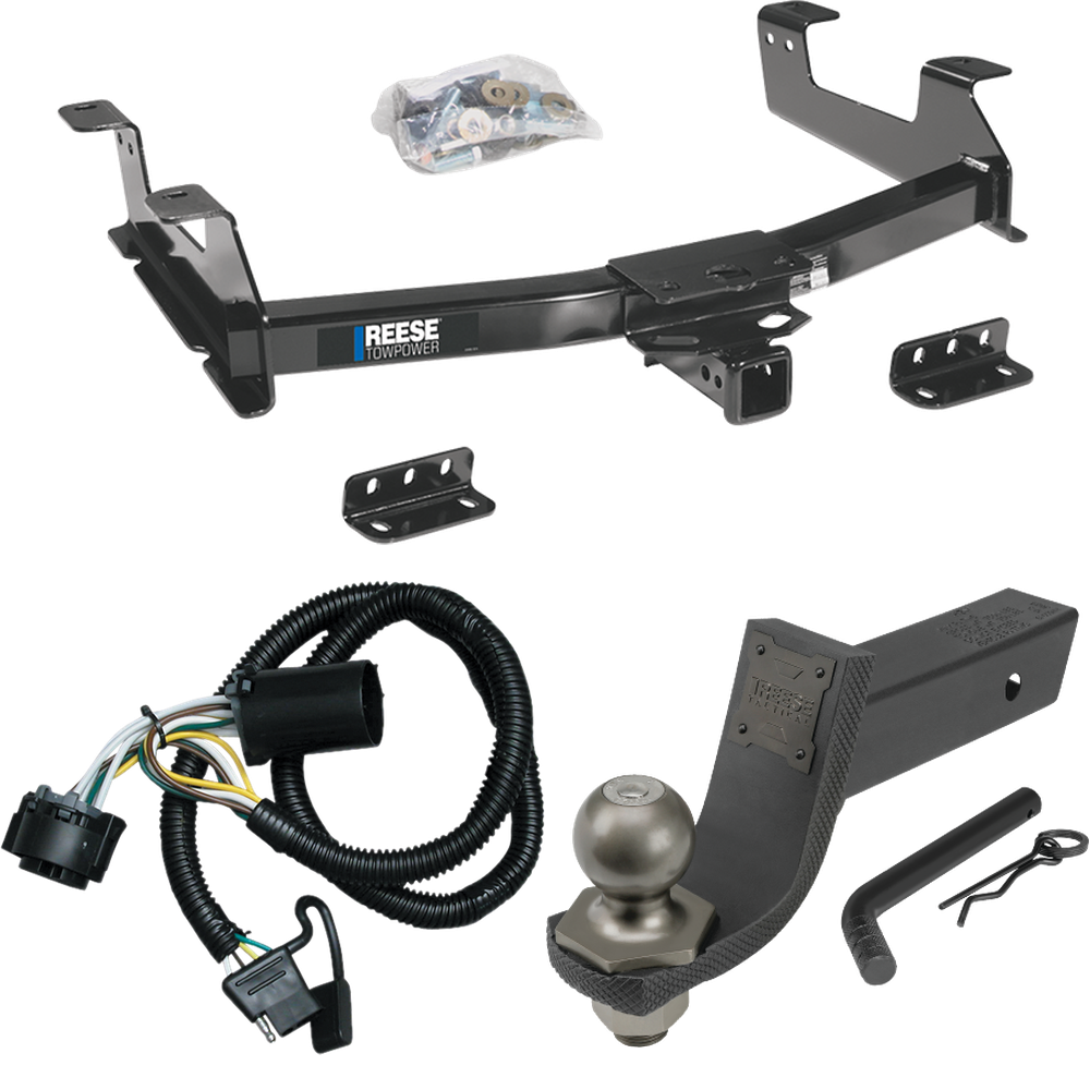 Fits 2011-2014 GMC Sierra 3500 HD Trailer Hitch Tow PKG w/ 4-Flat Wiring + Interlock Tactical Starter Kit w/ 3-1/4" Drop & 2" Ball By Reese Towpower