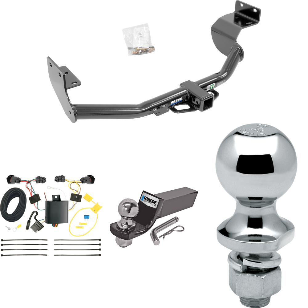 Fits 2014-2015 KIA Sorento Trailer Hitch Tow PKG w/ 4-Flat Wiring + Starter Kit Ball Mount w/ 2" Drop & 2" Ball + 1-7/8" Ball (For w/I4 Engine Models) By Reese Towpower