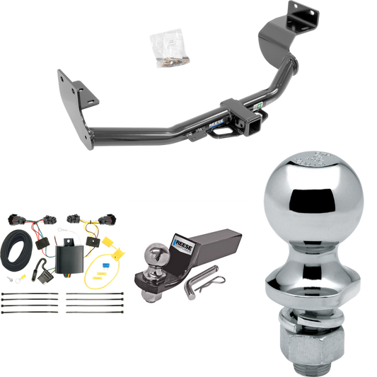 Fits 2014-2015 KIA Sorento Trailer Hitch Tow PKG w/ 4-Flat Wiring + Starter Kit Ball Mount w/ 2" Drop & 2" Ball + 1-7/8" Ball (For w/I4 Engine Models) By Reese Towpower