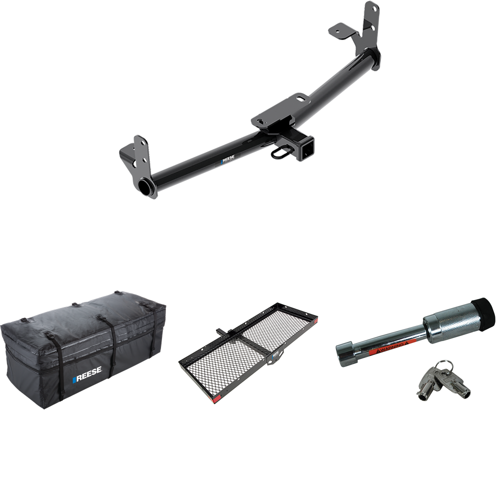 Fits 2005-2017 Chevrolet Equinox Trailer Hitch Tow PKG w/ 48" x 20" Cargo Carrier + Cargo Bag + Hitch Lock By Reese Towpower