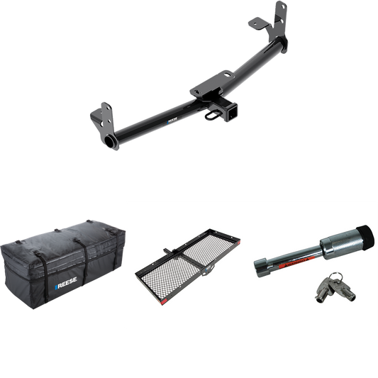 Fits 2005-2017 Chevrolet Equinox Trailer Hitch Tow PKG w/ 48" x 20" Cargo Carrier + Cargo Bag + Hitch Lock By Reese Towpower