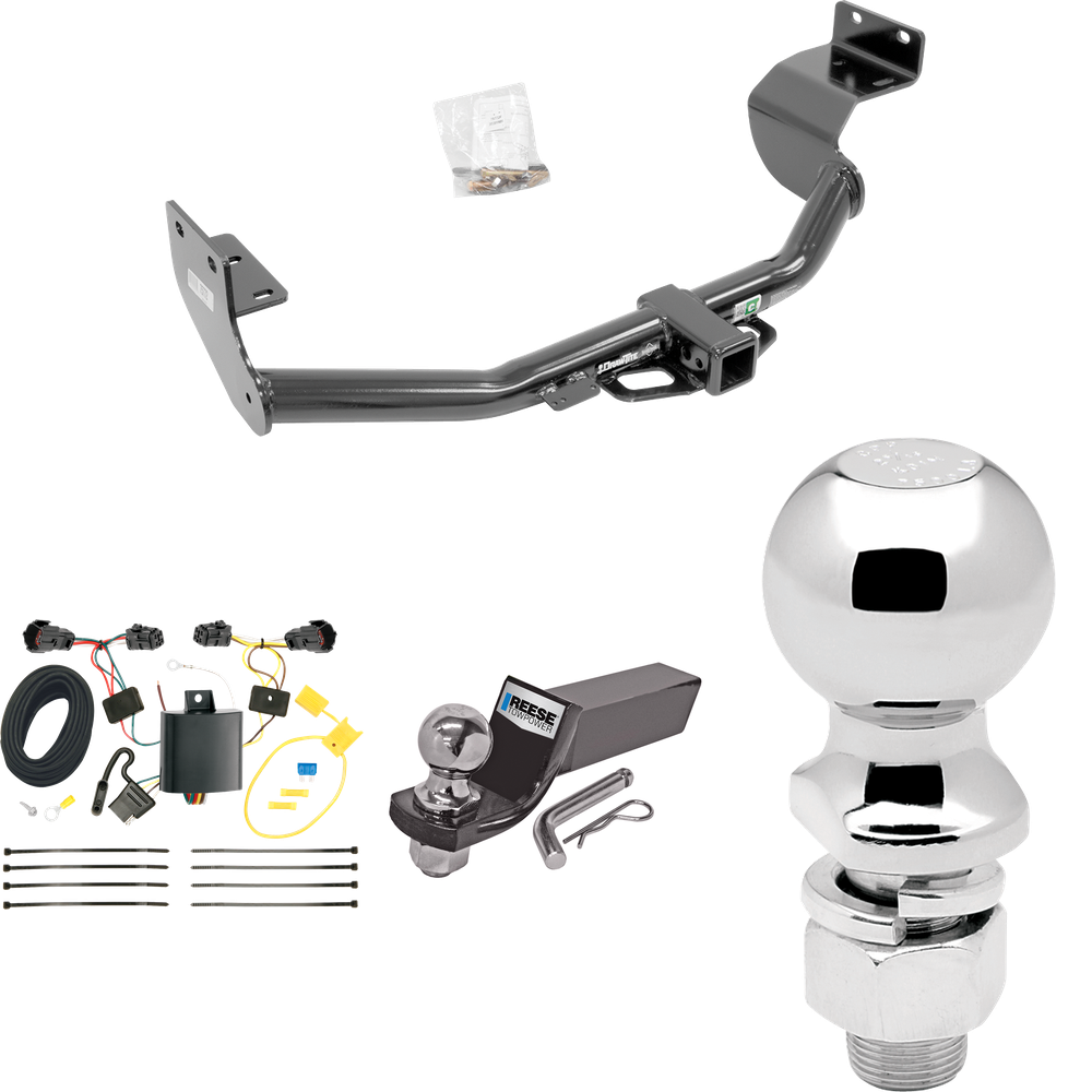 Fits 2014-2015 KIA Sorento Trailer Hitch Tow PKG w/ 4-Flat Wiring + Starter Kit Ball Mount w/ 2" Drop & 2" Ball + 2-5/16" Ball (For w/I4 Engine Models) By Draw-Tite