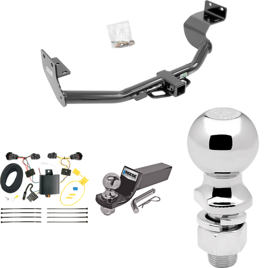 Fits 2014-2015 KIA Sorento Trailer Hitch Tow PKG w/ 4-Flat Wiring + Starter Kit Ball Mount w/ 2" Drop & 2" Ball + 2-5/16" Ball (For w/I4 Engine Models) By Draw-Tite