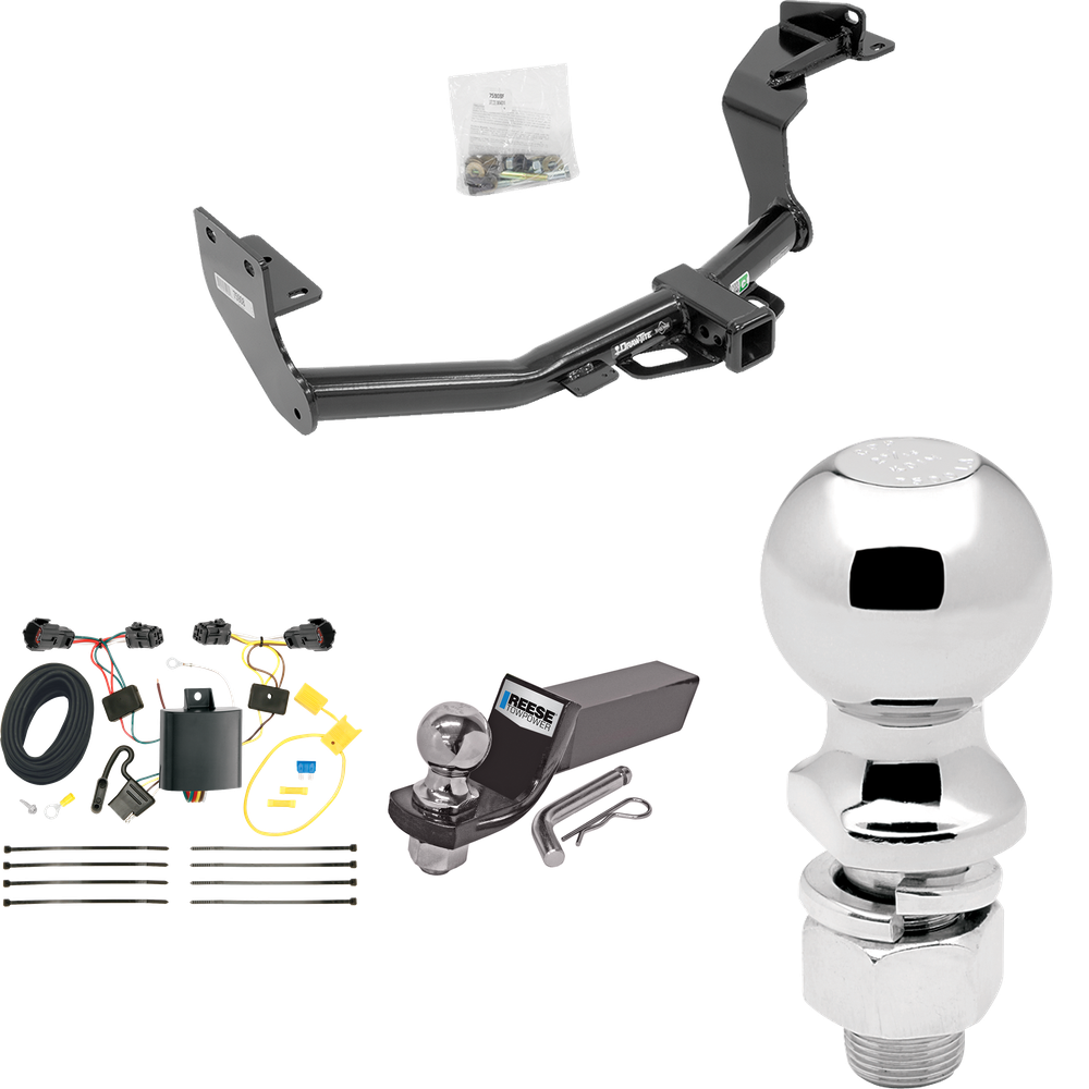 Fits 2016-2020 KIA Sorento Trailer Hitch Tow PKG w/ 4-Flat Wiring + Starter Kit Ball Mount w/ 2" Drop & 2" Ball + 2-5/16" Ball (For w/I4 Engine Models) By Draw-Tite