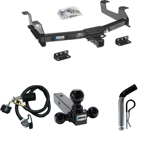 Fits 2011-2014 Chevrolet Silverado 2500 HD Trailer Hitch Tow PKG w/ 4-Flat Wiring + Triple Ball Ball Mount 1-7/8" & 2" & 2-5/16" Trailer Balls + Pin/Clip By Reese Towpower