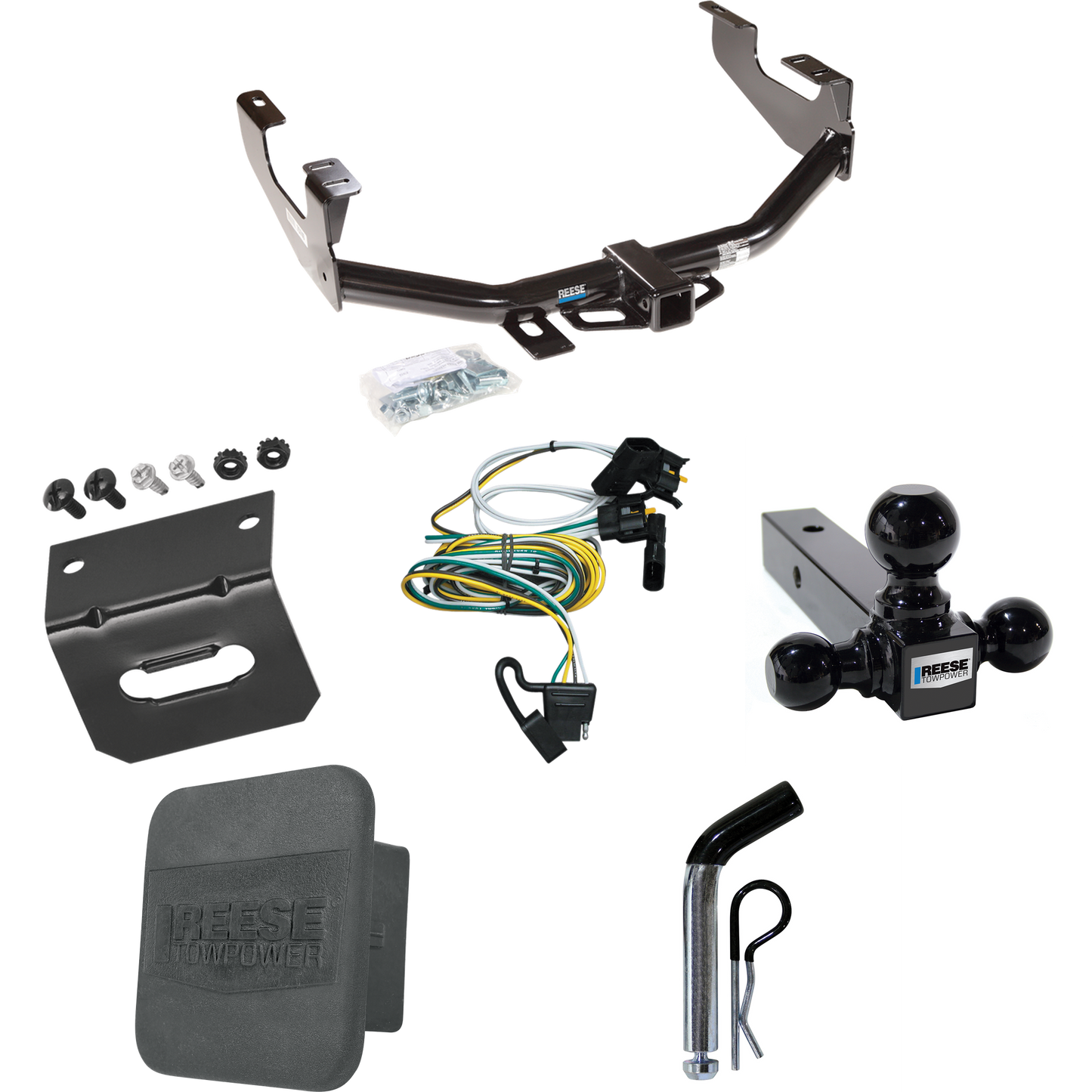 Fits 2004-2004 Ford F-150 Heritage Trailer Hitch Tow PKG w/ 4-Flat Wiring + Triple Ball Ball Mount 1-7/8" & 2" & 2-5/16" Trailer Balls + Pin/Clip + Wiring Bracket + Hitch Cover By Reese Towpower