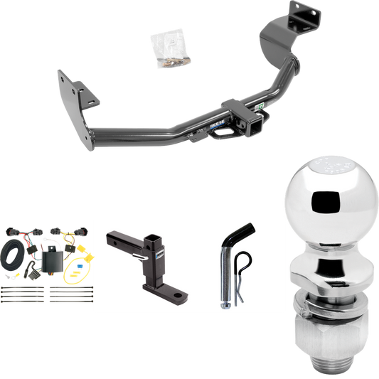 Fits 2014-2015 KIA Sorento Trailer Hitch Tow PKG w/ 4-Flat Wiring Harness + Adjustable Drop Rise Ball Mount + Pin/Clip + 2" Ball (For w/I4 Engine Models) By Reese Towpower