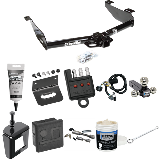 Fits 2007-2010 GMC Sierra 3500 HD Trailer Hitch Tow PKG w/ 4-Flat Wiring + Triple Ball Ball Mount 1-7/8" & 2" & 2-5/16" Trailer Balls + Wiring Bracket + Hitch Cover + Dual Hitch & Coupler Locks + Wiring Tester + Ball Lube + Electric Grease + Ball Wre