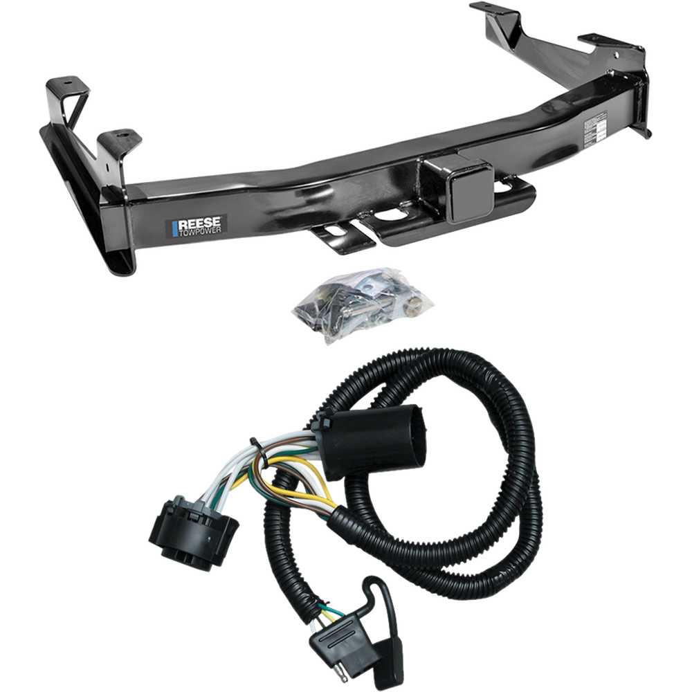 Fits 2007-2010 GMC Sierra 3500 HD Trailer Hitch Tow PKG w/ 4-Flat Wiring Harness By Reese Towpower