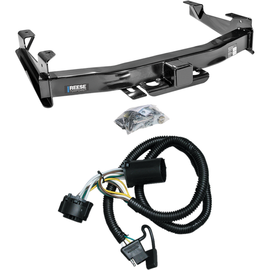 Fits 2007-2010 GMC Sierra 3500 HD Trailer Hitch Tow PKG w/ 4-Flat Wiring Harness By Reese Towpower