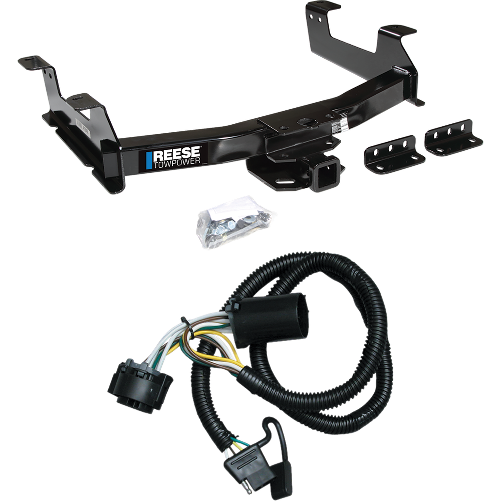 Fits 2011-2014 Chevrolet Silverado 3500 HD Trailer Hitch Tow PKG w/ 4-Flat Wiring Harness By Reese Towpower