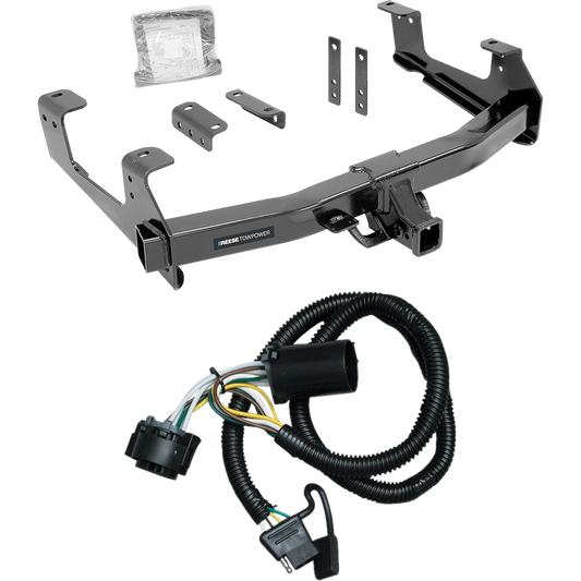 Fits 2015-2019 Chevrolet Silverado 2500 HD Trailer Hitch Tow PKG w/ 4-Flat Wiring Harness By Reese Towpower