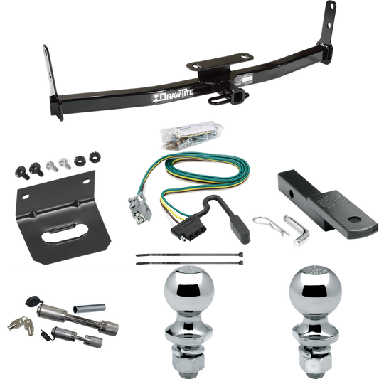 Fits 2010-2017 Chevrolet Equinox Trailer Hitch Tow PKG w/ 4-Flat Wiring Harness + Draw-Bar + 1-7/8" + 2" Ball + Wiring Bracket + Dual Hitch & Coupler Locks (For w/ Factory Tow Package Models) By Draw-Tite