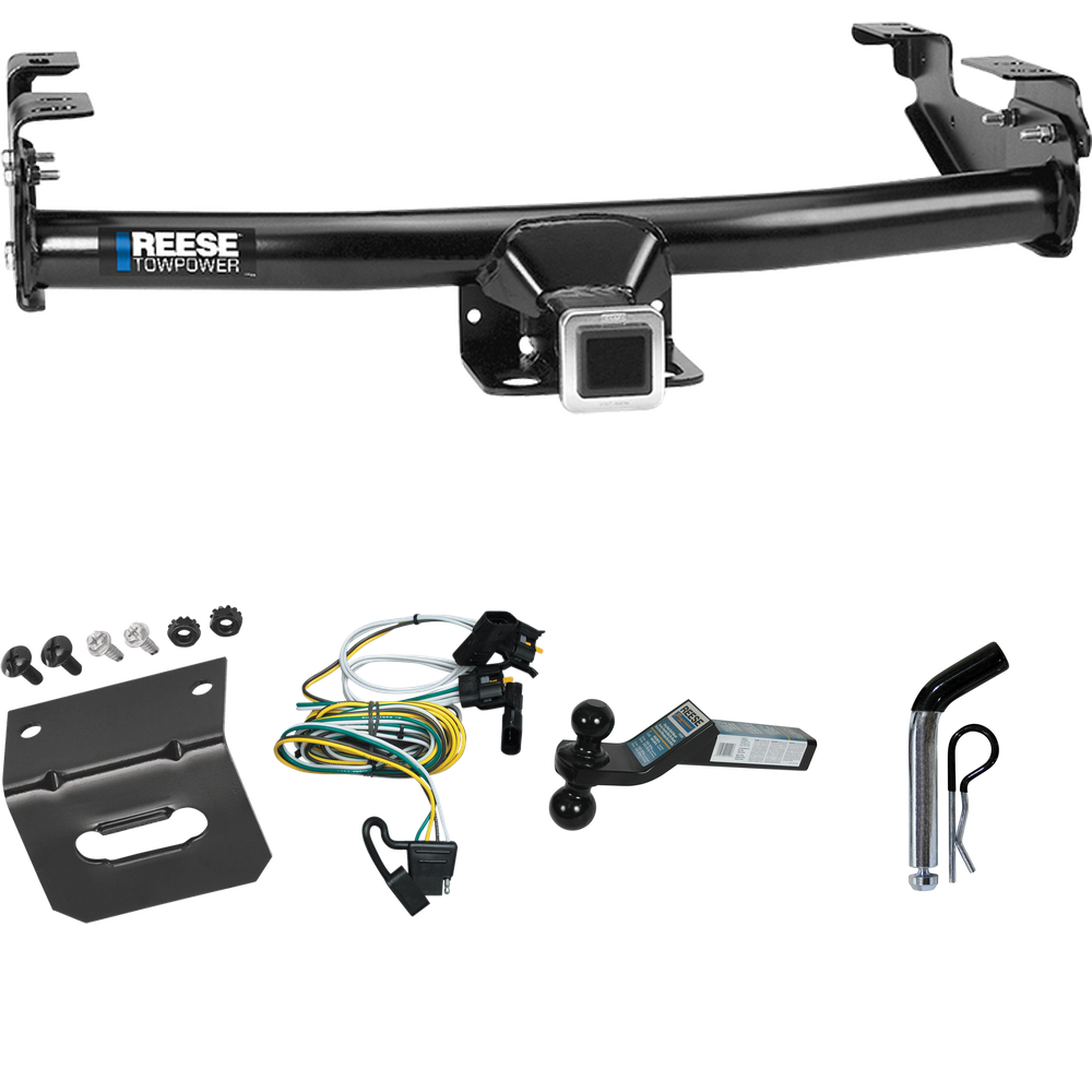 Fits 2004-2004 Ford F-150 Heritage Trailer Hitch Tow PKG w/ 4-Flat Wiring Harness + Dual Ball Ball Mount 2" & 2-5/16" Trailer Balls + Pin/Clip +  Wiring Bracket (For Flareside Models) By Reese Towpower