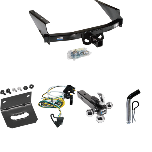 Fits 2004-2004 Ford F-150 Heritage Trailer Hitch Tow PKG w/ 4-Flat Wiring Harness + Triple Ball Ball Mount 1-7/8" & 2" & 2-5/16" Trailer Balls w/ Tow Hook + Pin/Clip + Wiring Bracket (For Flareside Models) By Reese Towpower