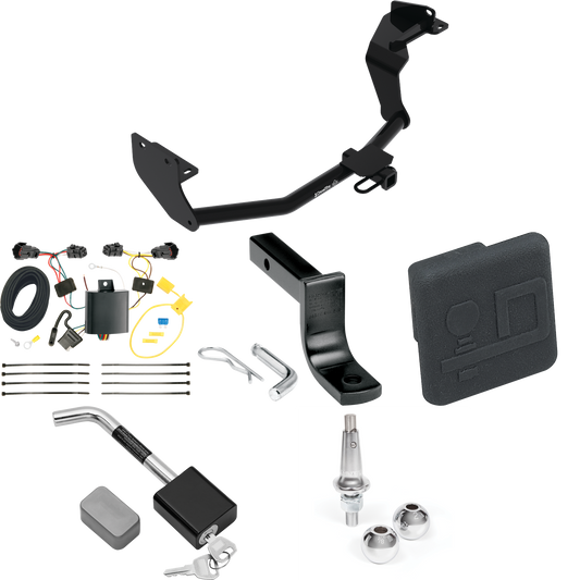 Fits 2016-2020 KIA Sorento Trailer Hitch Tow PKG w/ 4-Flat Wiring Harness + Draw-Bar + Interchangeable 1-7/8" & 2" Balls + Hitch Cover + Hitch Lock (For w/I4 Engine Models) By Draw-Tite