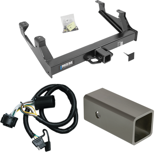 Fits 2015-2019 Chevrolet Silverado 2500 HD Trailer Hitch Tow PKG w/ 4-Flat Wiring Harness + 2-1/2" to 2" Adapter 6" Length By Reese Towpower