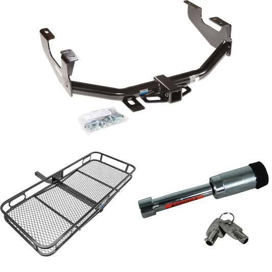 Fits 1997-2003 Ford F-150 Trailer Hitch Tow PKG w/ 60" x 24" Cargo Carrier + Hitch Lock (For Styleside Models) By Reese Towpower