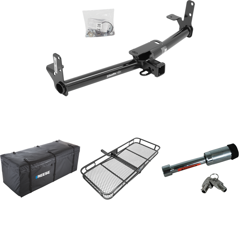 Se adapta al paquete de enganche de remolque Chevrolet Equinox 2005-2017 con transportador de carga de 60" x 24" + bolsa de carga + bloqueo de enganche de Draw-Tite