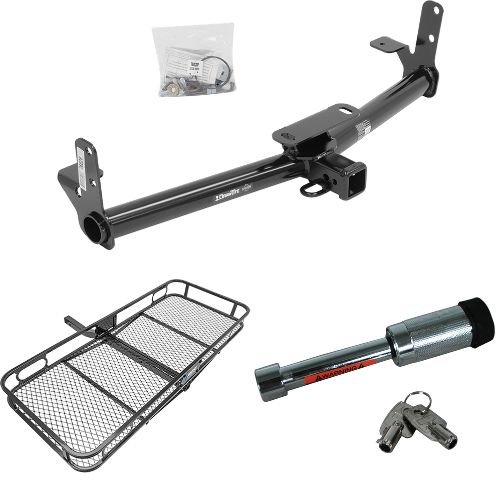 Fits 2002-2007 Saturn Vue Trailer Hitch Tow PKG w/ 60" x 24" Cargo Carrier + Hitch Lock (Excludes: Redline Models) By Draw-Tite