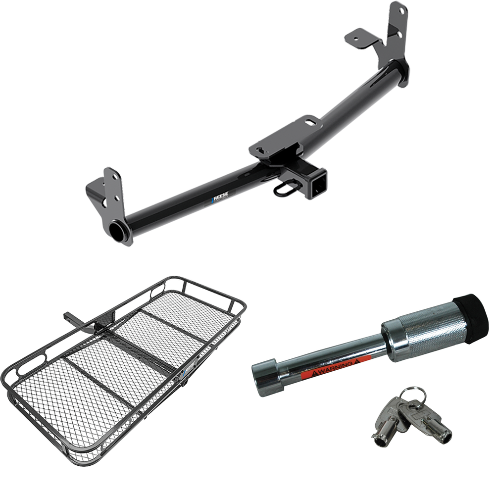 Fits 2006-2009 Pontiac Torrent Trailer Hitch Tow PKG w/ 60" x 24" Cargo Carrier + Hitch Lock By Reese Towpower