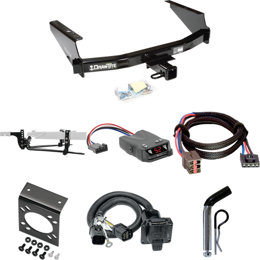 Fits 1997-2003 Ford F-150 Trailer Hitch Tow PKG w/ 8K Round Bar Weight Distribution Hitch w/ 2-5/16" Ball + Pin/Clip + Tekonsha Brakeman IV Brake Control + Plug & Play BC Adapter + 7-Way RV Wiring (For Styleside Models) By Draw-Tite