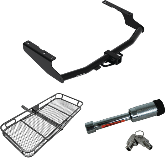 Fits 2018-2019 Lexus RX350L Trailer Hitch Tow PKG w/ 60" x 24" Cargo Carrier + Hitch Lock (For Prepped w/Factory Tow Plug (See Instructions Prior to Installation) Models) By Draw-Tite