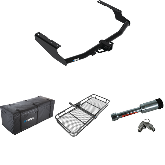 Fits 2018-2021 Lexus RX350L Trailer Hitch Tow PKG w/ 60" x 24" Cargo Carrier + Cargo Bag + Hitch Lock By Reese Towpower